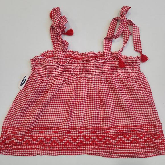 OLD NAVY Smocked Tie-Shoulder Red Gingham Sleeveless Women's Size Medium NWT - Picture 7 of 7